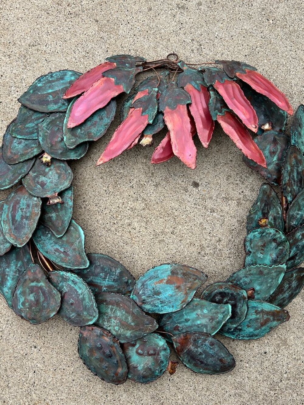 Vintage Copper Wreath Chili Pepper Southwestern 15"